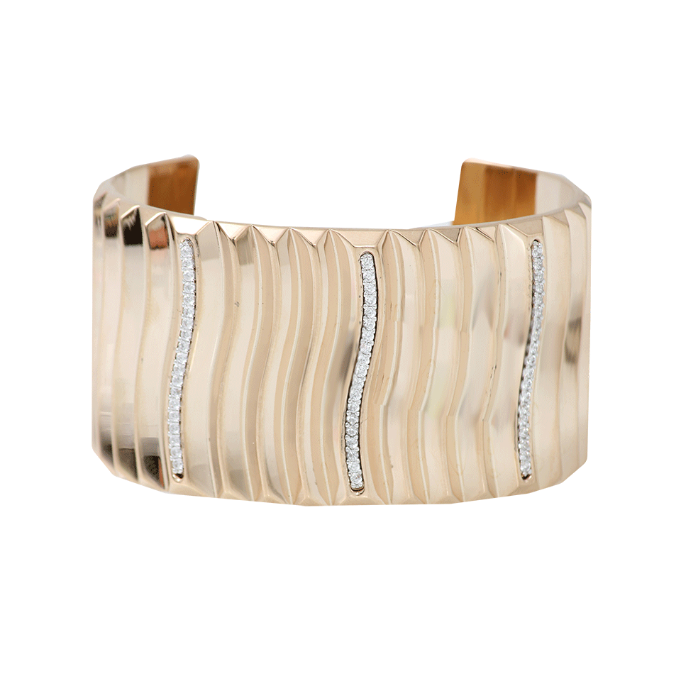 REBECCA-Medium Wavy Cuff With Crystals-GOLD