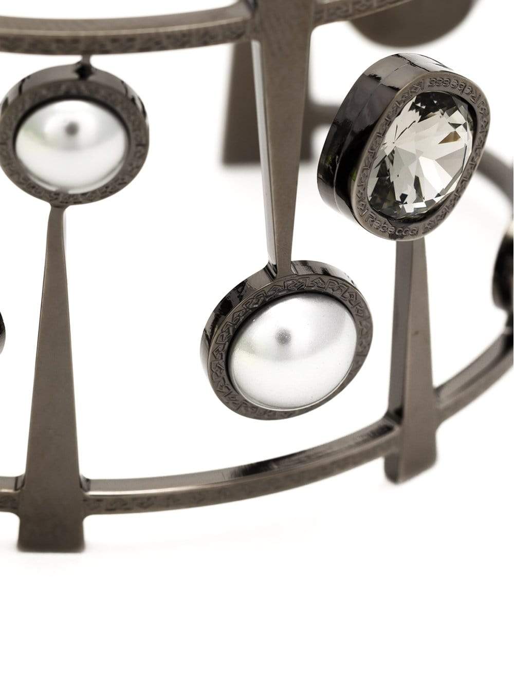 REBECCA-Elizabeth Stone And Pearl Cuff-GUNMETAL