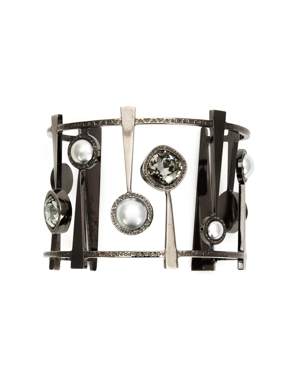 REBECCA-Elizabeth Stone And Pearl Cuff-GUNMETAL