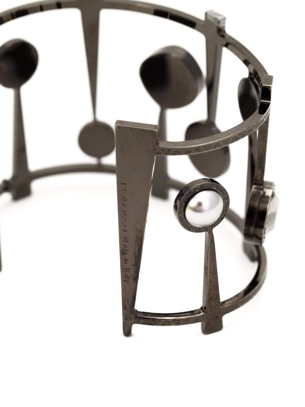 REBECCA-Elizabeth Stone And Pearl Cuff-GUNMETAL