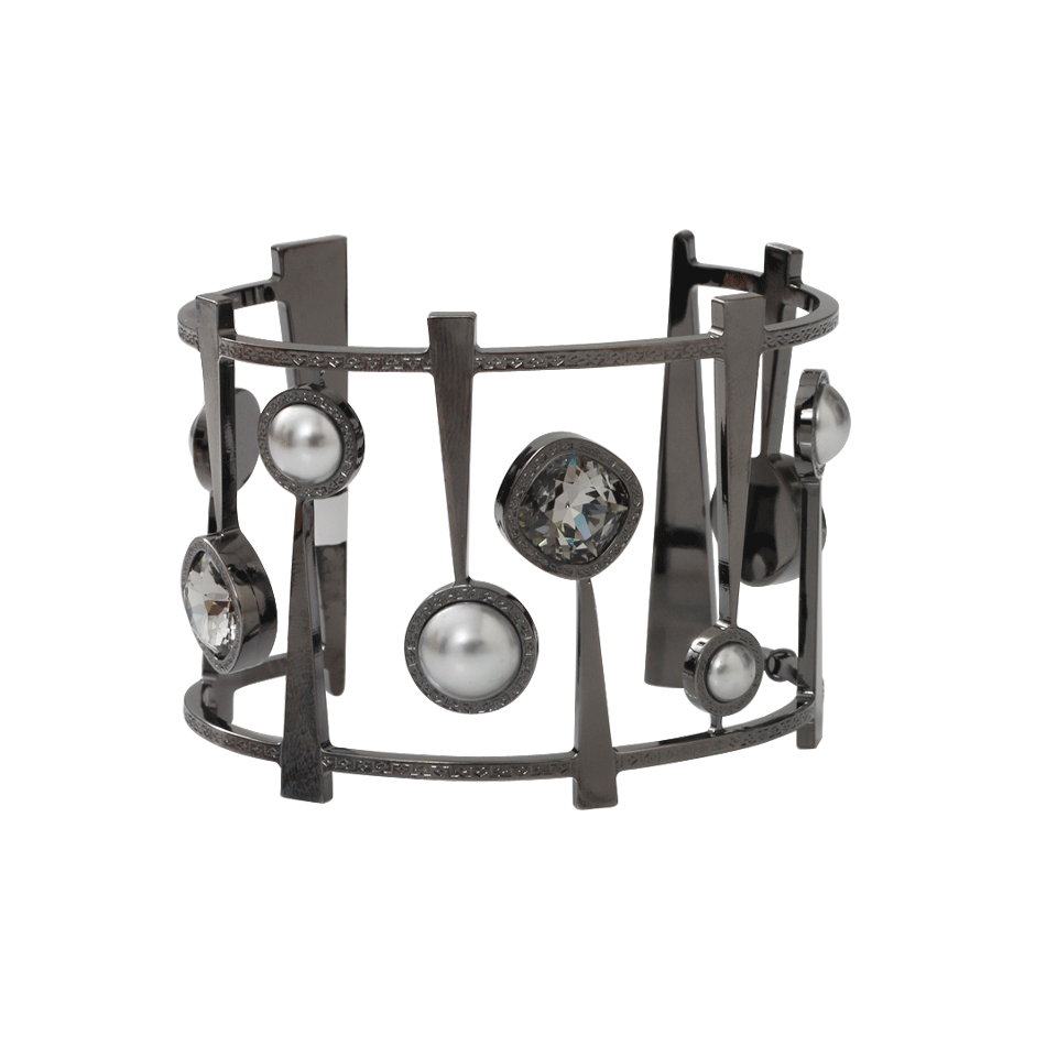 REBECCA-Elizabeth Stone And Pearl Cuff-GUNMETAL