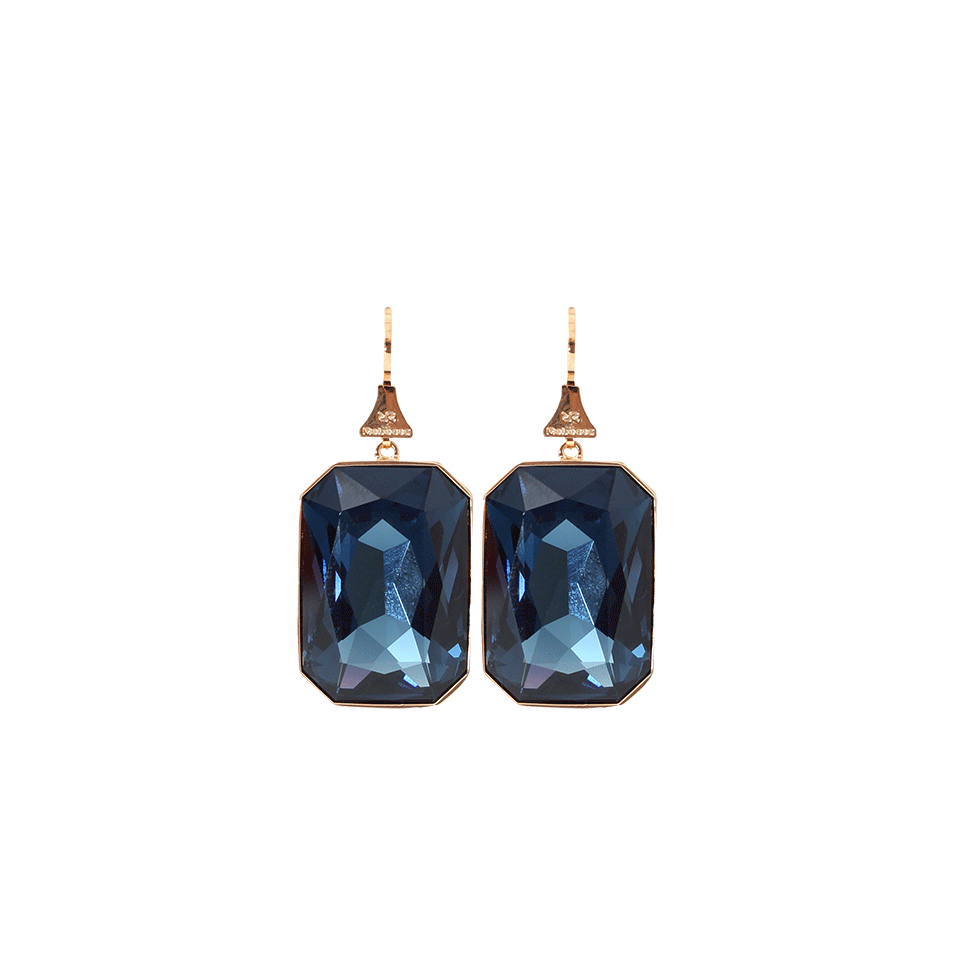 REBECCA-Large Rectangle Stone Earrings-BLUE