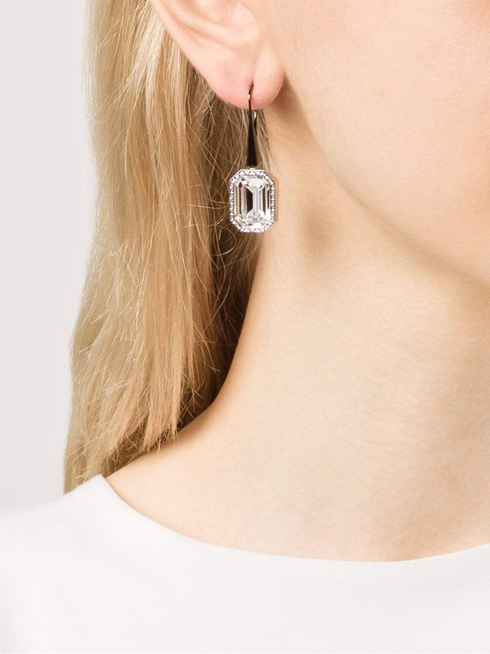 REBECCA-Elizabeth Single Stone Earrings-CLR/SLVR