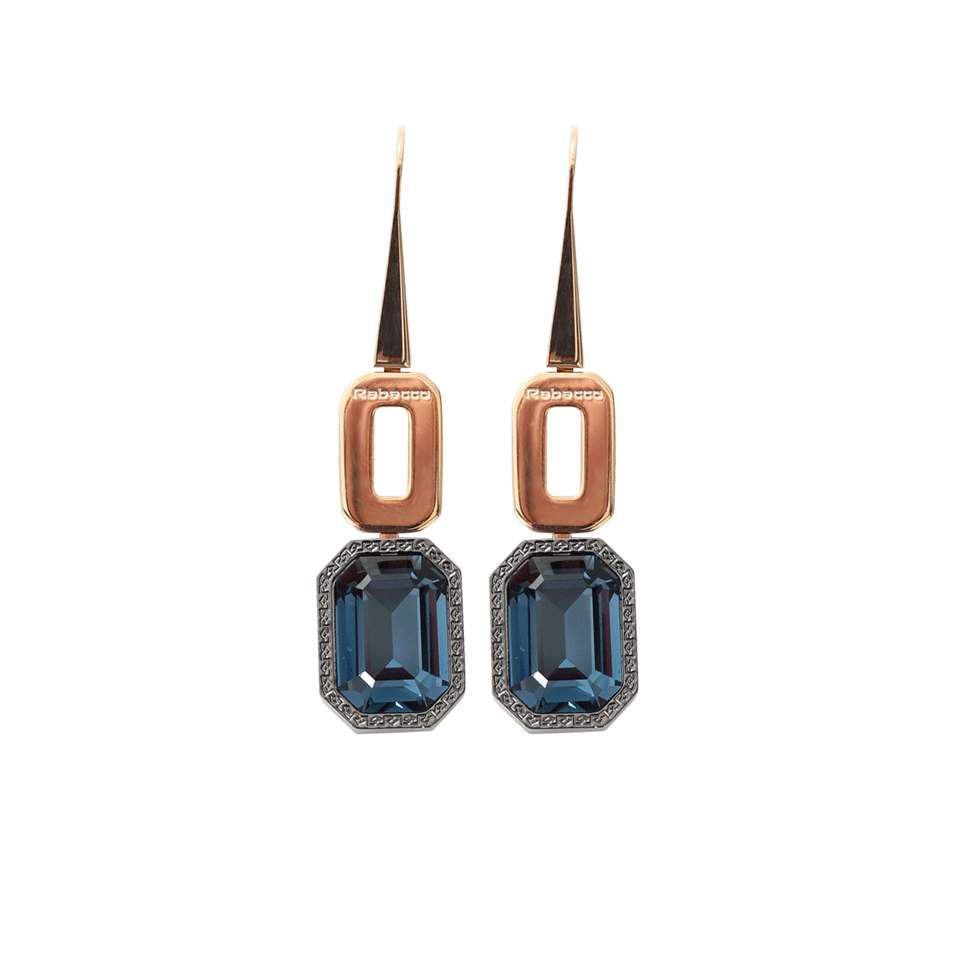 REBECCA-Elizabeth Blue Stone Drop Earrings-GOLD