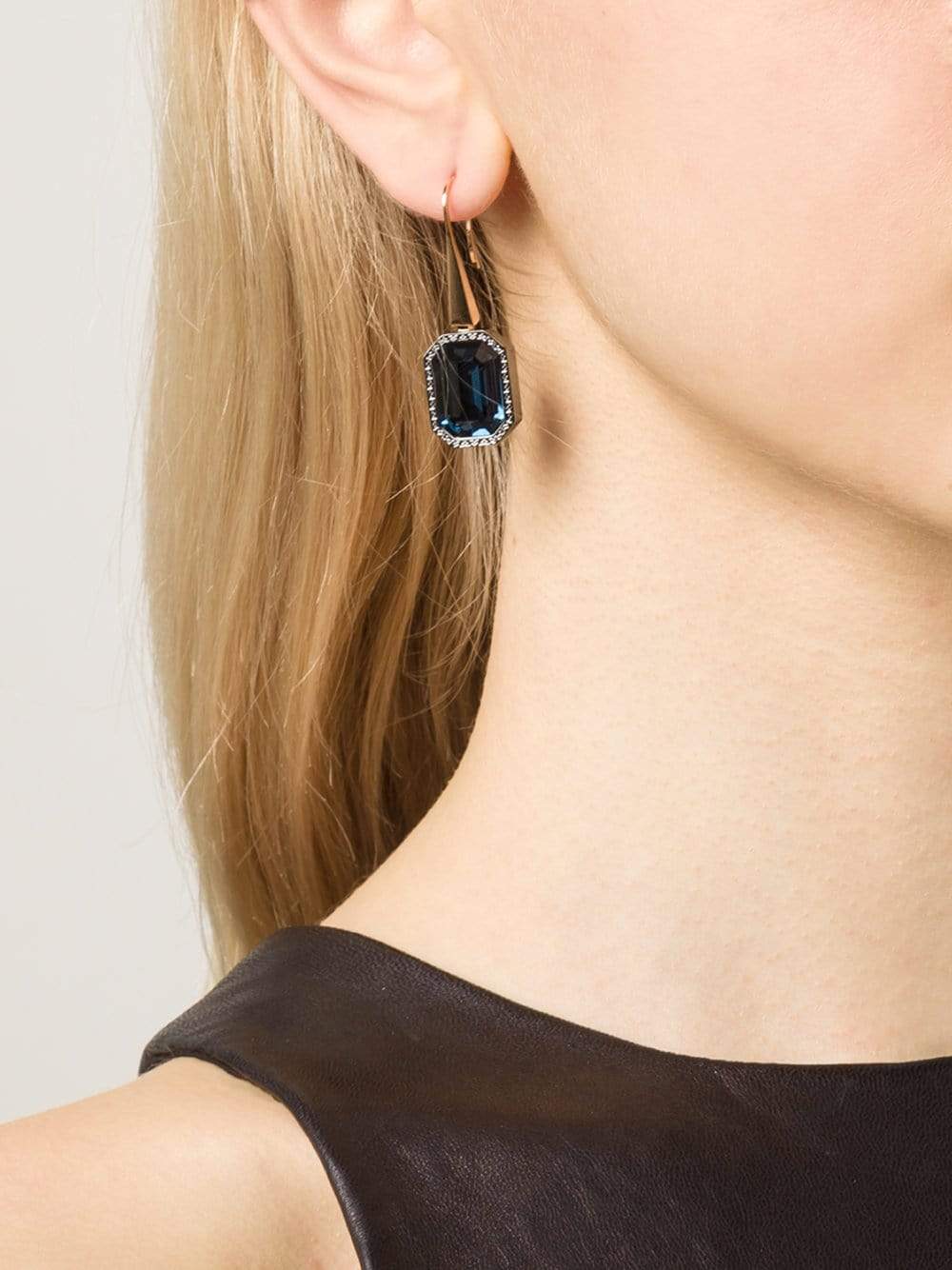 REBECCA-Elizabeth Blue Stone Earrings-GOLD