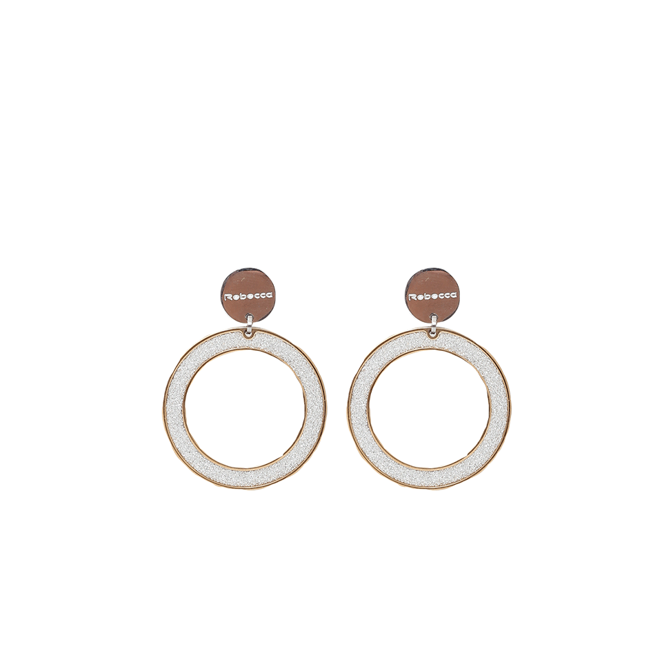 REBECCA-Medium Crystal Pave Drop Hoop-GOLD