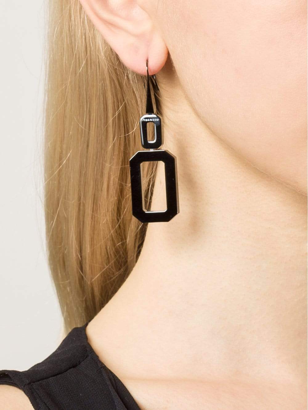 REBECCA-Elizabeth Square Drop Earrings-GUNMETAL