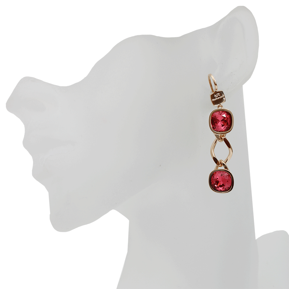 REBECCA-Two Stone Swarovski Crystal Earrings-PINK