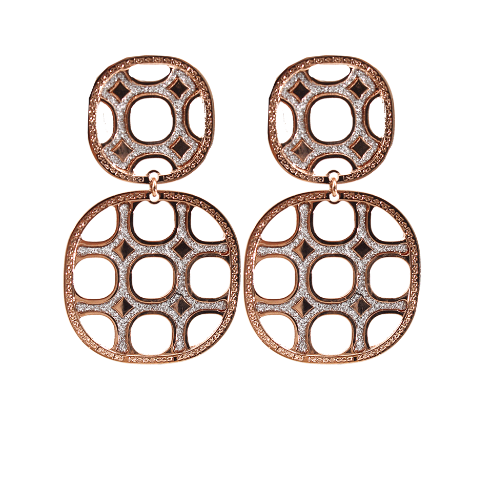 REBECCA-Small Double Drop Perforated Earrings-ROSE GOLD