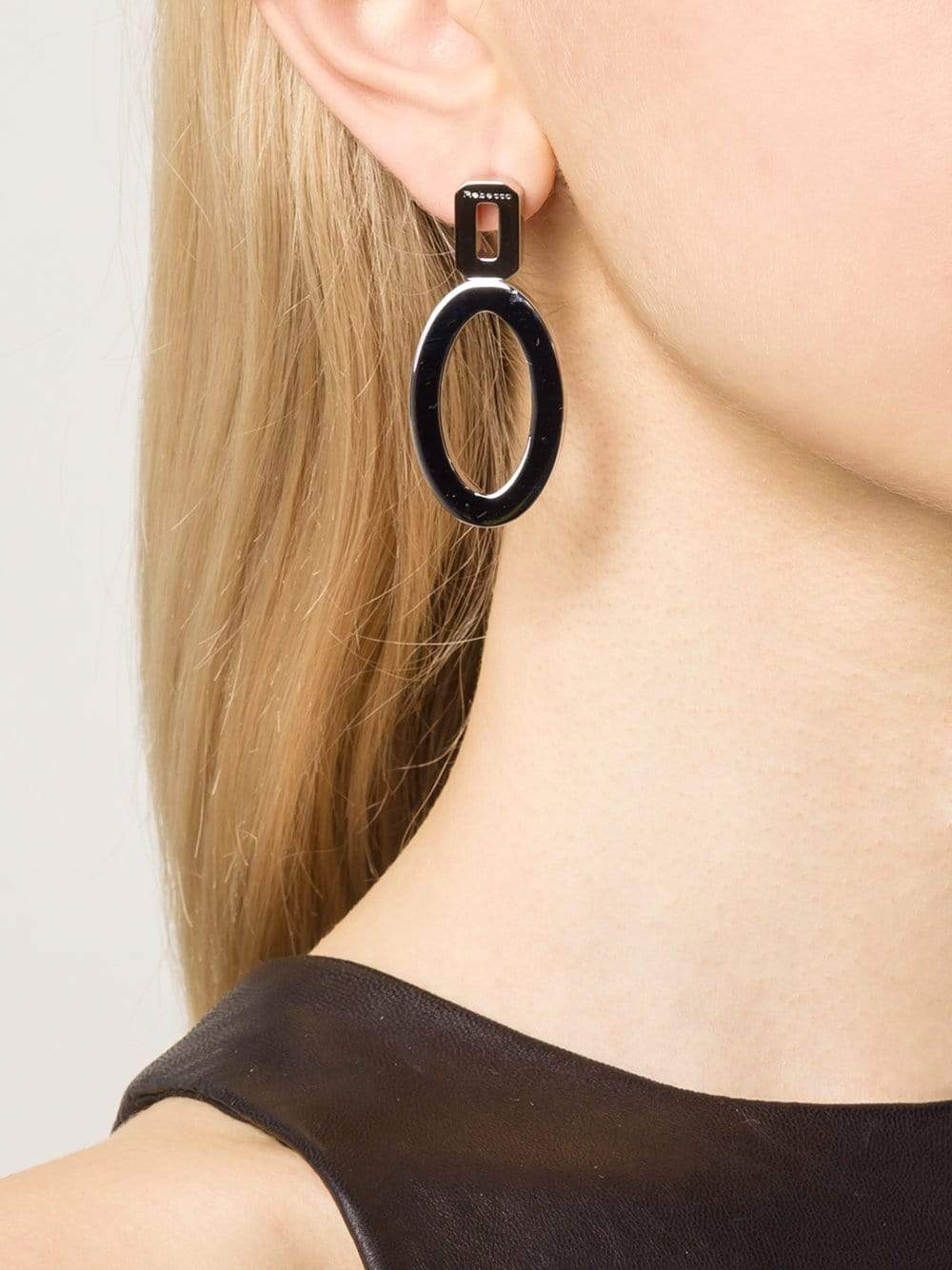 REBECCA-Elizabeth Circle Drop Earrings-SILVER