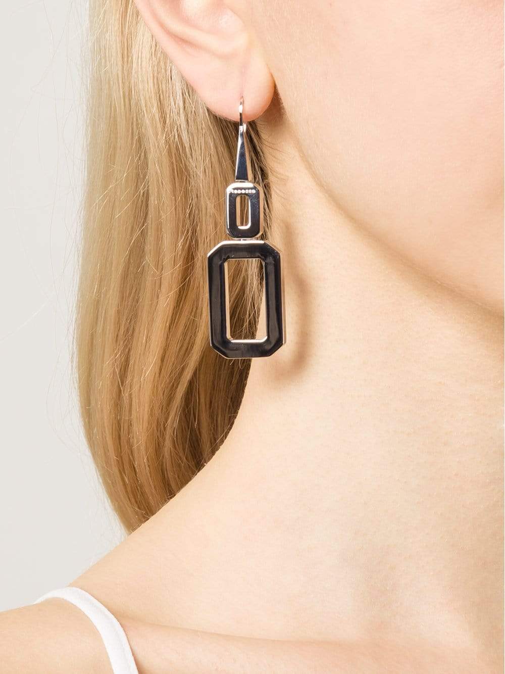 REBECCA-Elizabeth Square Drop Earrings-SILVER