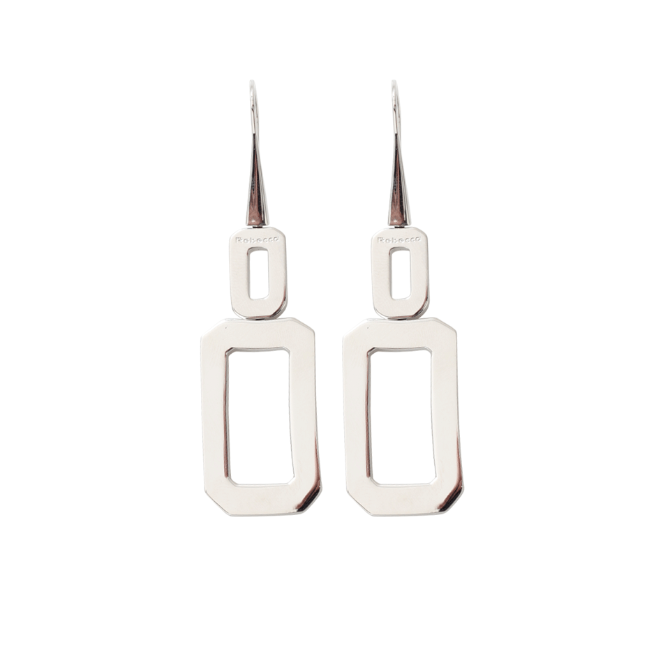REBECCA-Elizabeth Square Drop Earrings-SILVER