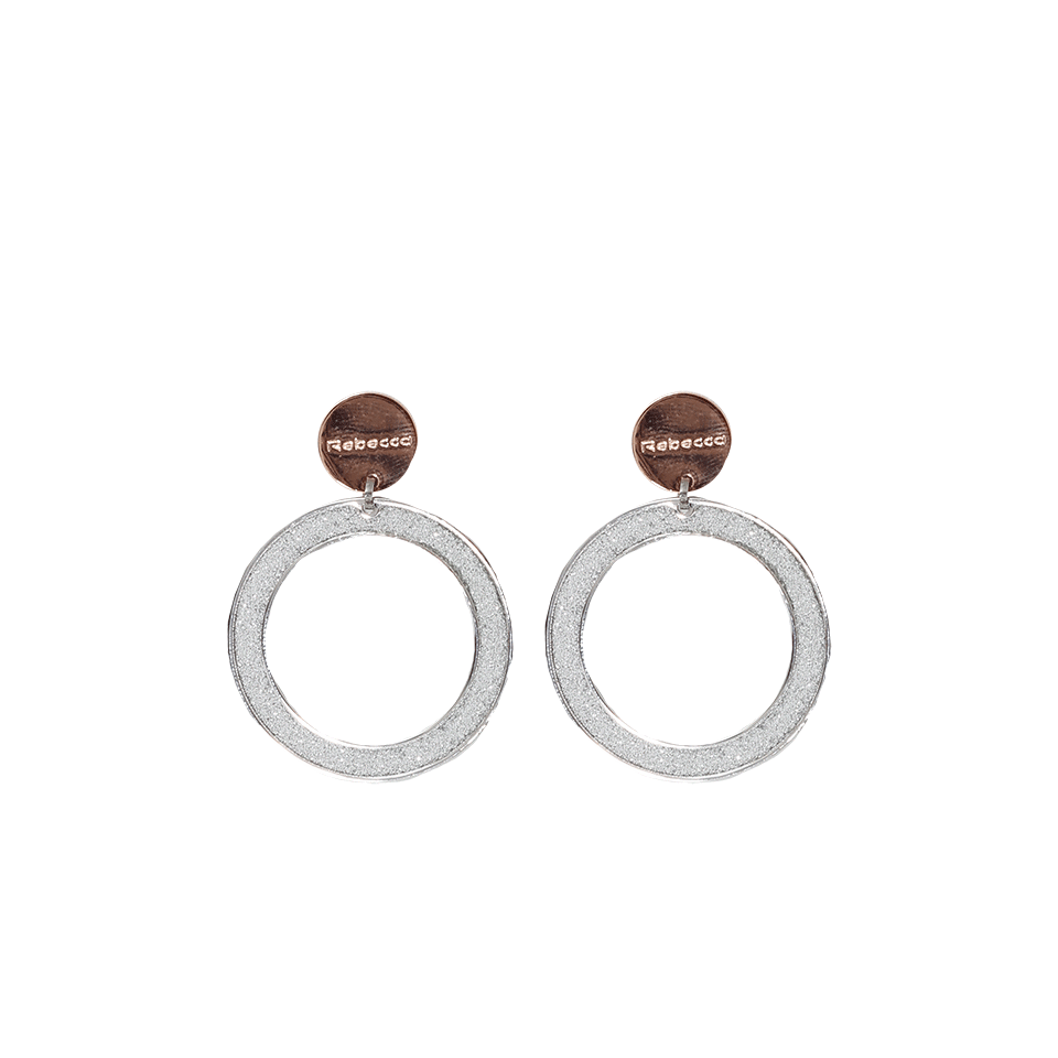 REBECCA-Pave Drop Hoop Earrings-SILVER