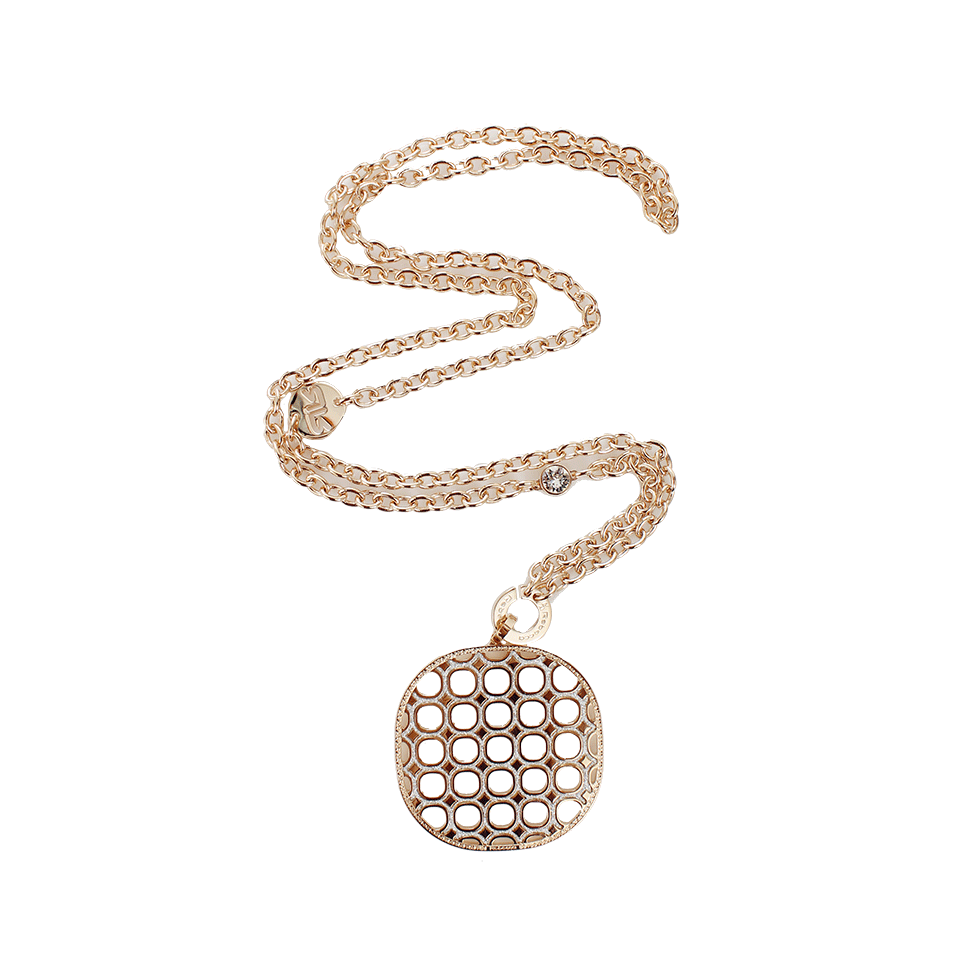 REBECCA-Perforated Disc Glam Necklace-GOLD