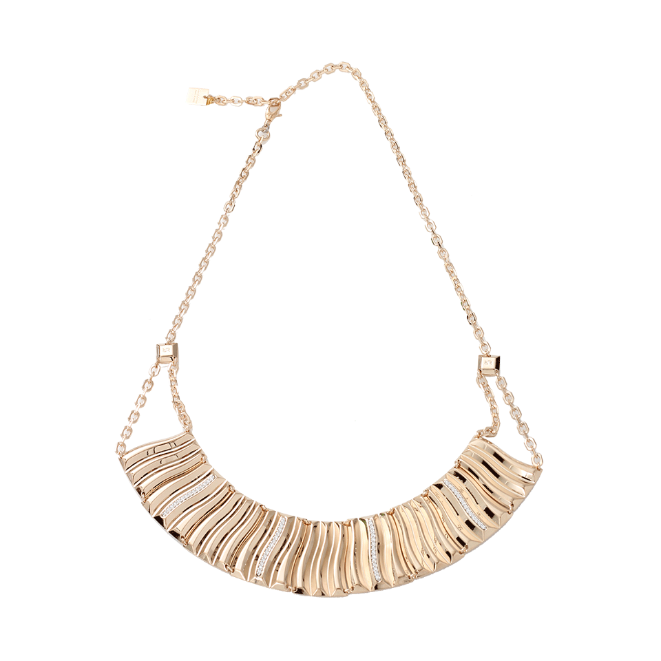 REBECCA-Wavy Necklace With Crystals-GOLD