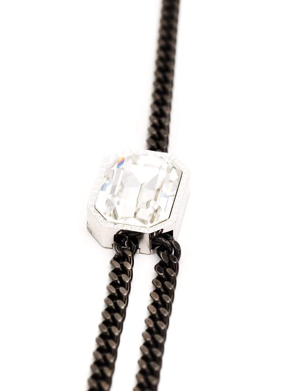 REBECCA-Elizabeth Long Circle Crystal Necklace-GUNMETAL