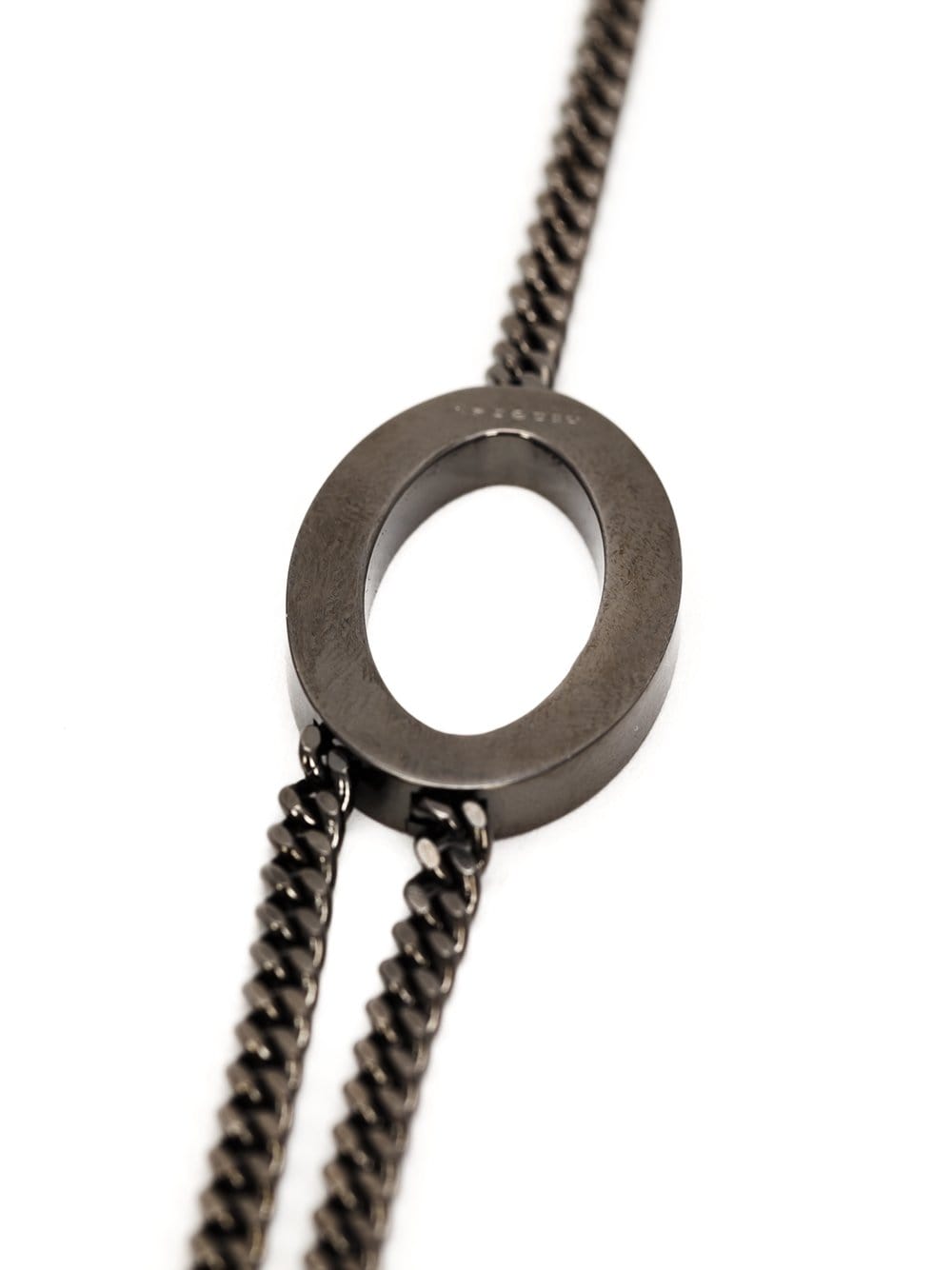REBECCA-Elizabeth Long Circle Crystal Necklace-GUNMETAL