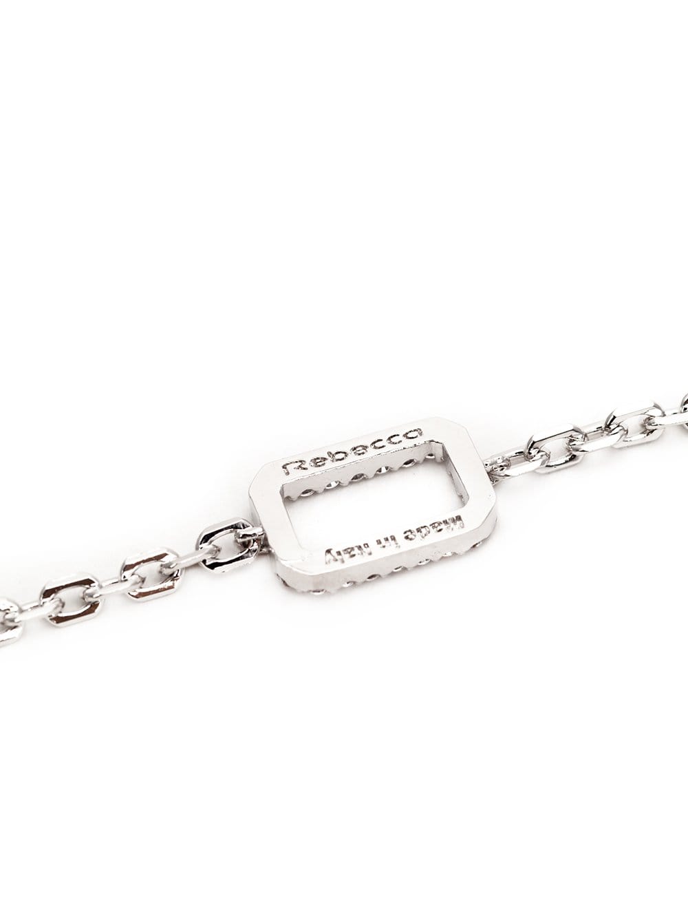 REBECCA-Elizabeth Long Circle Stone Necklace-SILVER