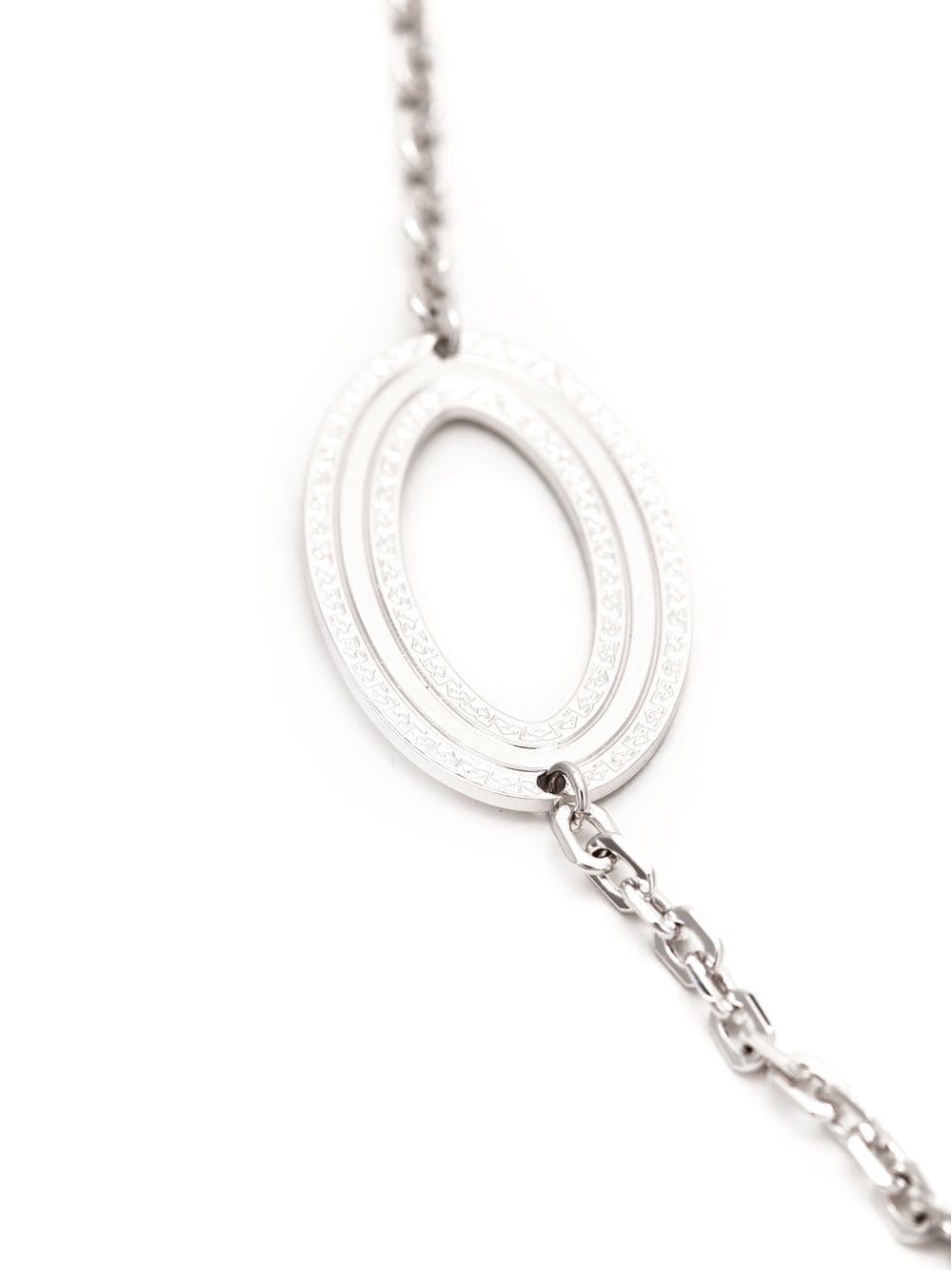 REBECCA-Elizabeth Long Circle Stone Necklace-SILVER
