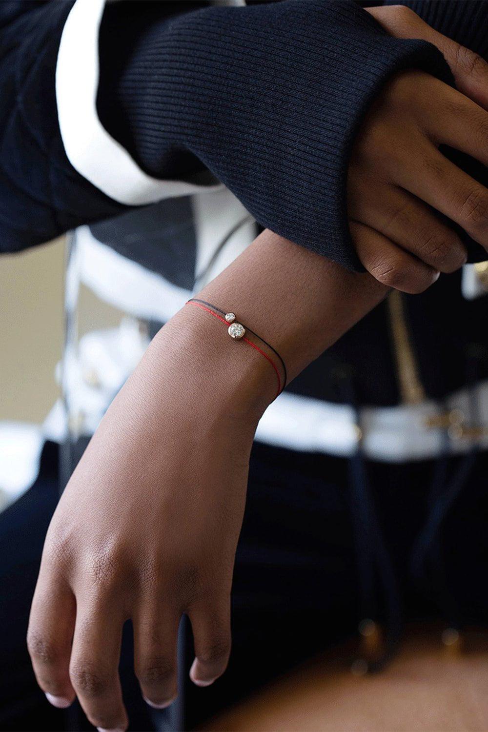 REDLINE-Madly Pure Diamond Red Cord Bracelet-ROSE GOLD