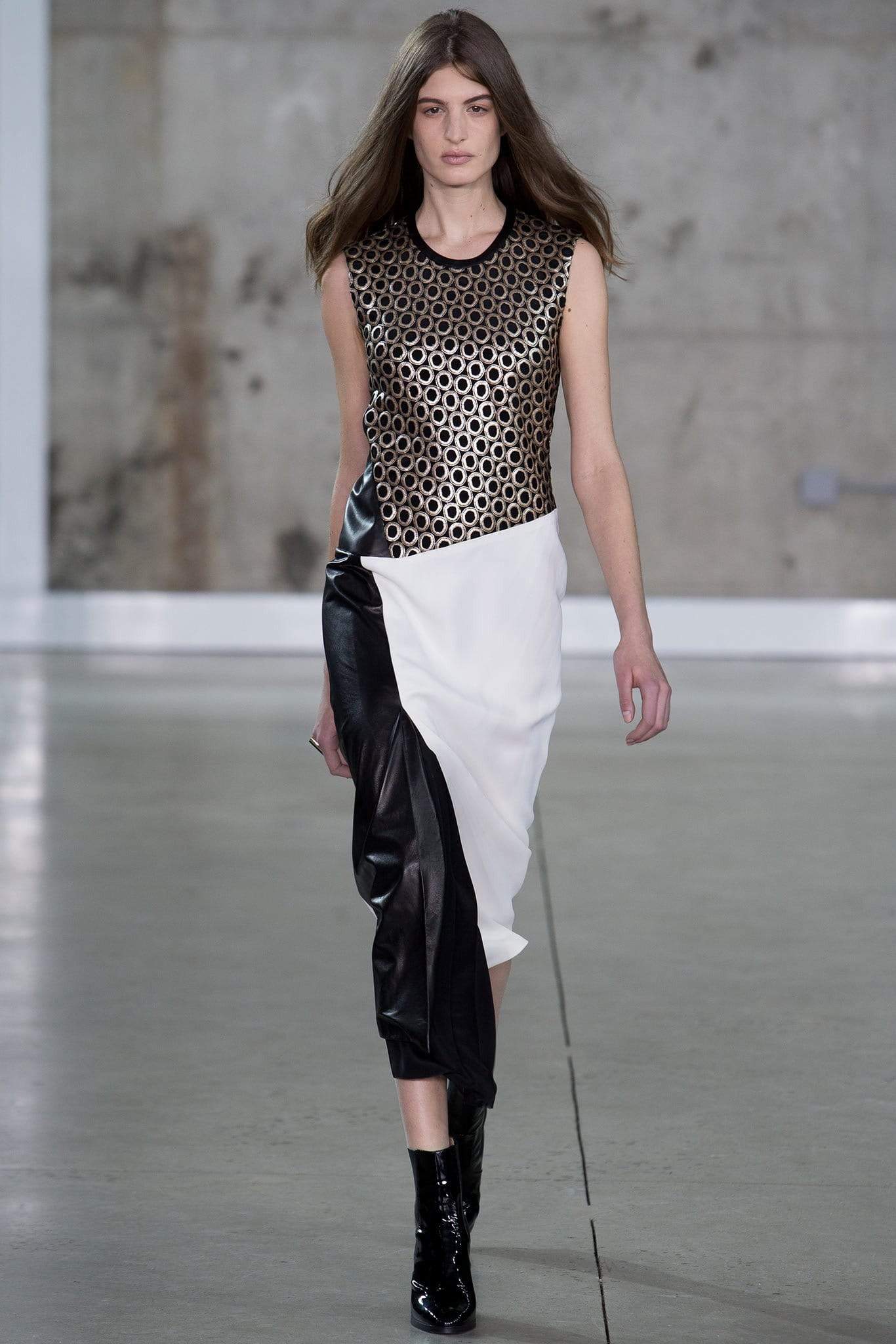 REED KRAKOFF-Sleeveless Dress With Bi-Color Skirt-BLK/GLD
