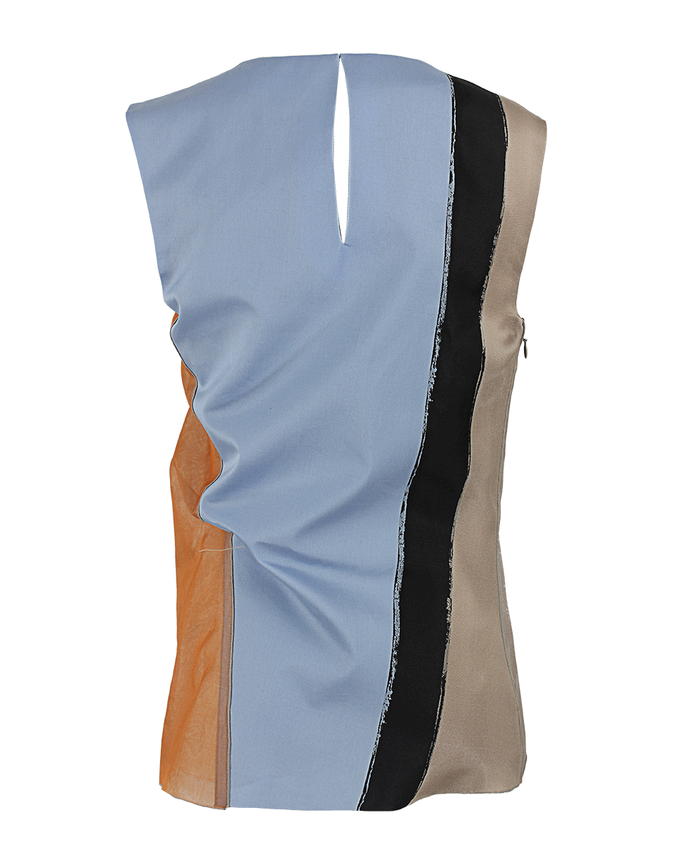 REED KRAKOFF-Sleeveless Tricolor Print Shell-