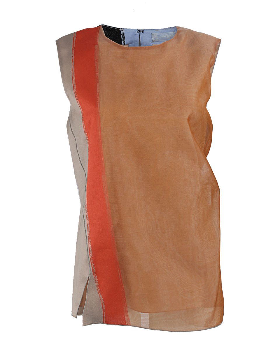 REED KRAKOFF-Sleeveless Tricolor Print Shell-