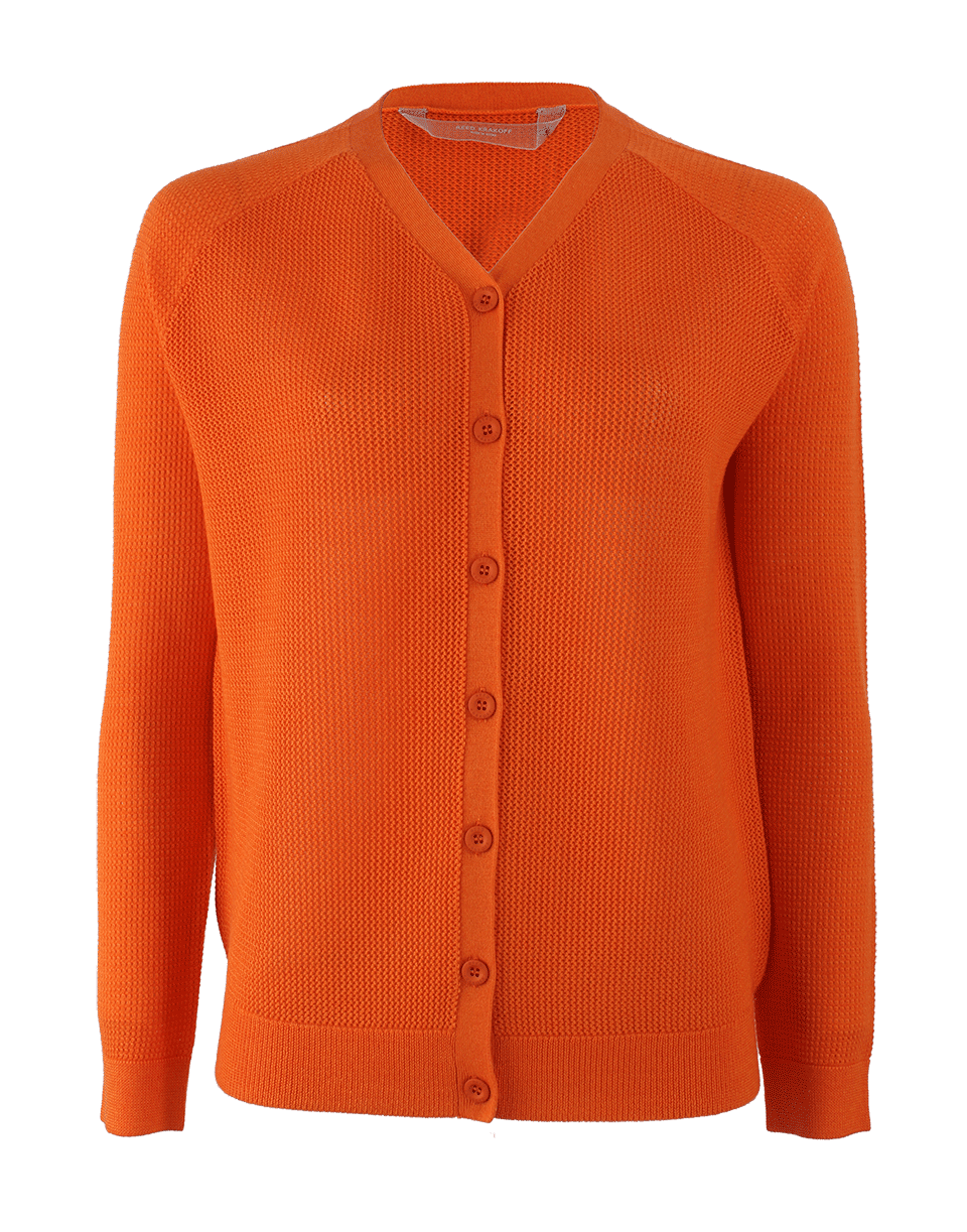 REED KRAKOFF-Waffle Knit V-Neck Cardigan-
