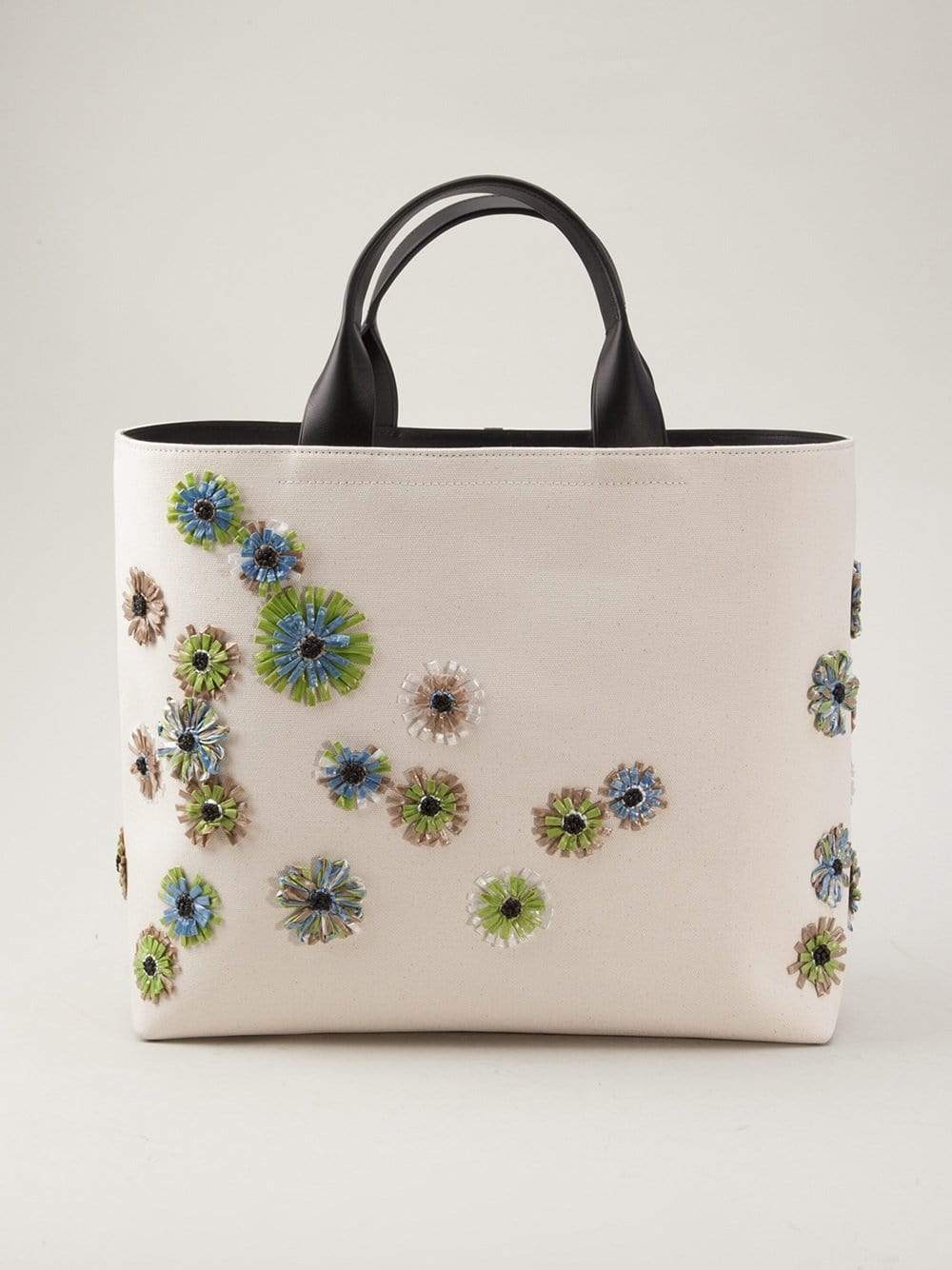 REED KRAKOFF-Raffia Flower Track Tote-NATURAL