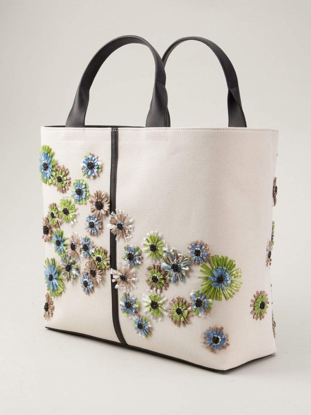 REED KRAKOFF-Raffia Flower Track Tote-NATURAL