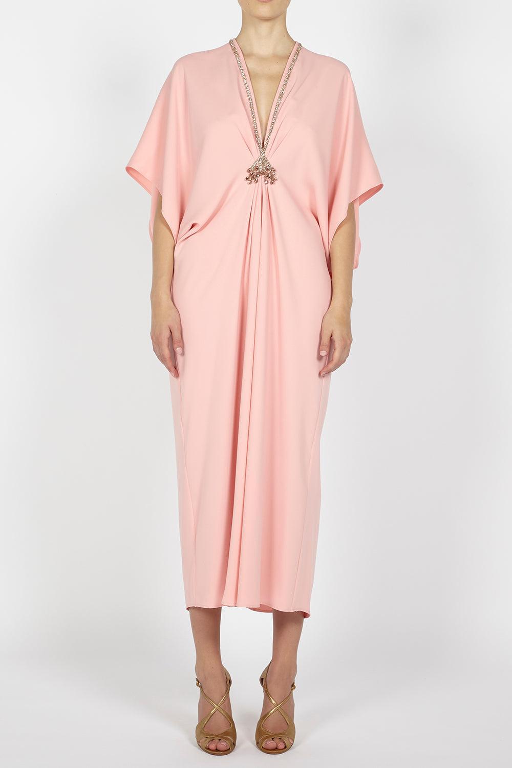 Embellished Kaftan Midi Dress-PINK-O/S-CLOTHINGDRESSCASUAL-REEM ACRA