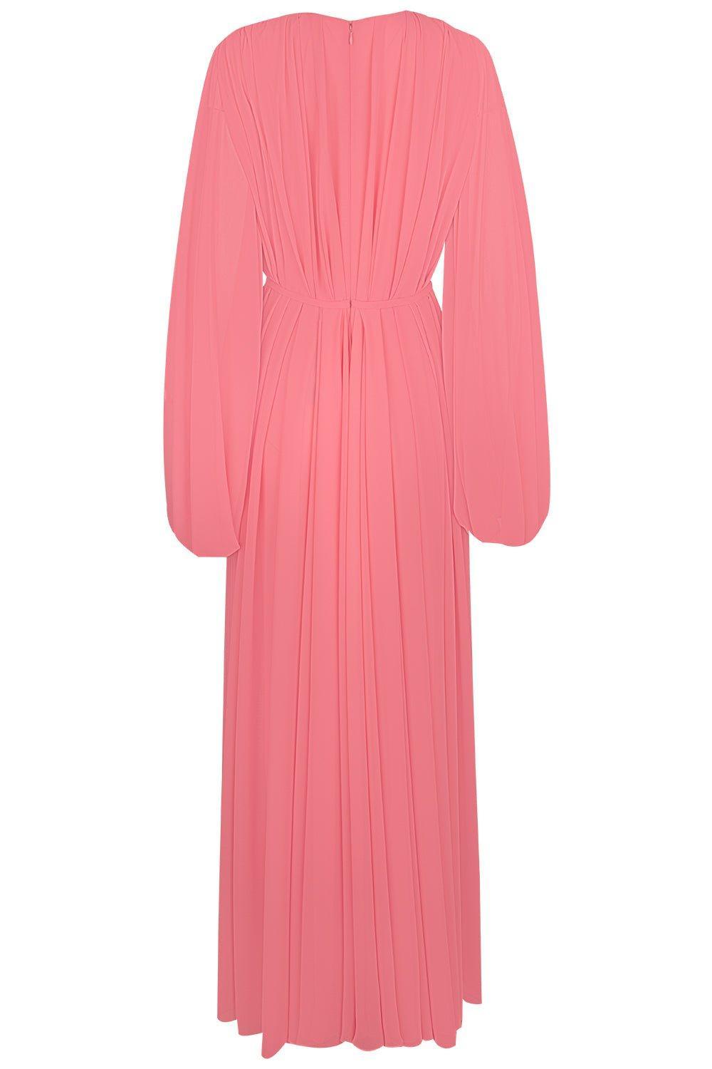 REEM ACRA-Bubble Sleeve Gown - Stawberry-