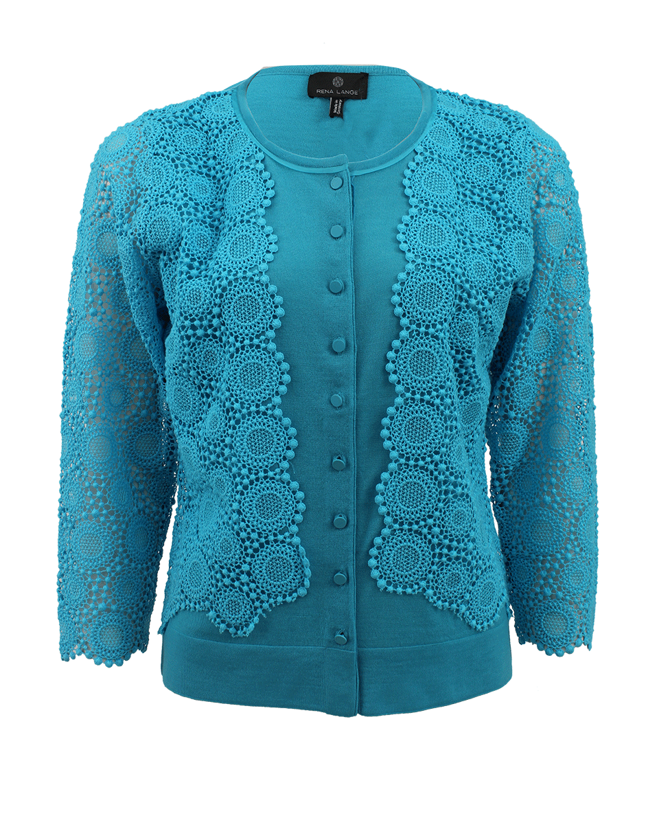 RENA LANGE-Quarter Sleeve Crochet Cardigan-