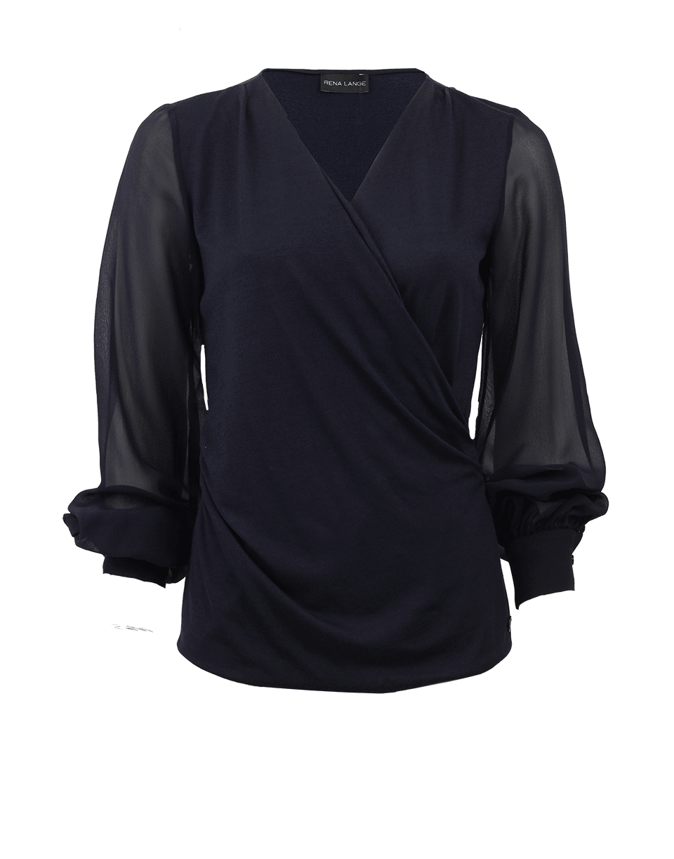 RENA LANGE-Jersey Top With Chiffon Sleeves-