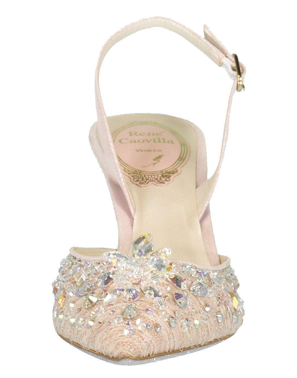 RENE CAOVILLA-Lace & Crystal Slingback-