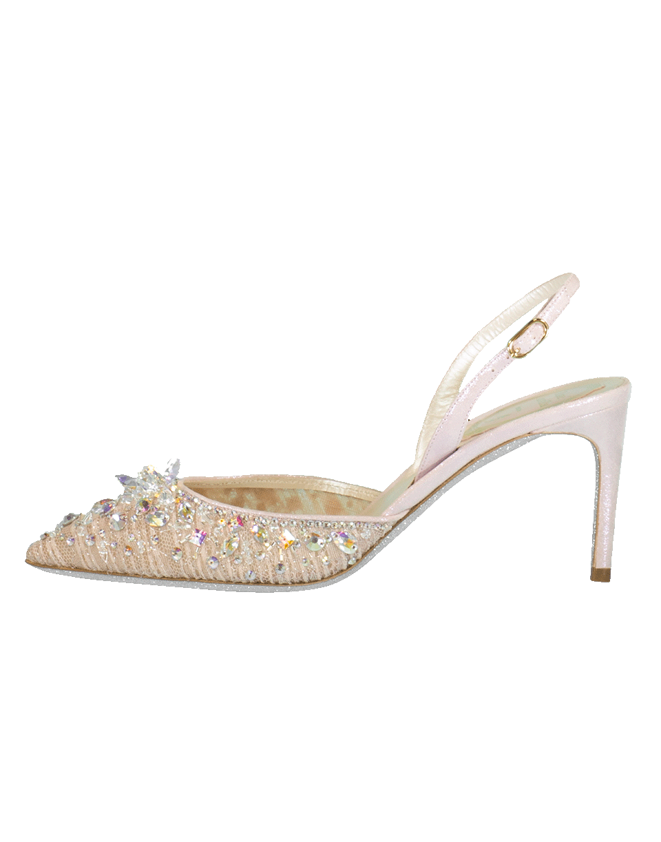 RENE CAOVILLA-Lace & Crystal Slingback-