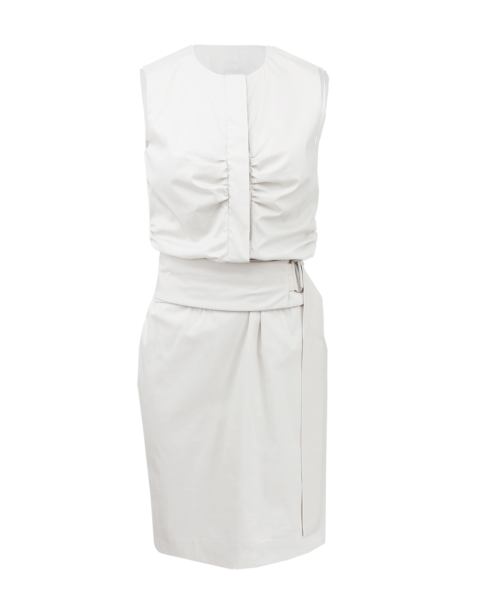 RENE LEZARD-Crewneck Ruched Dress With Belt-