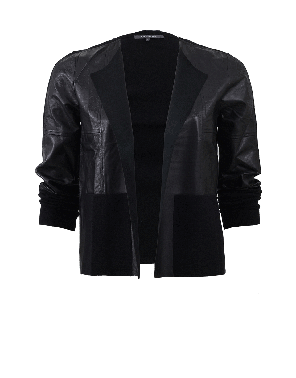 RENE LEZARD-Knit And Leather Cardigan-