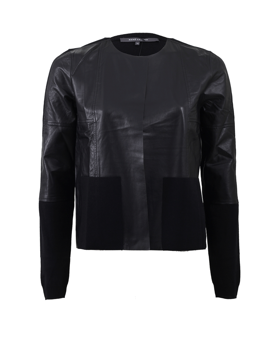 RENE LEZARD-Knit And Leather Cardigan-