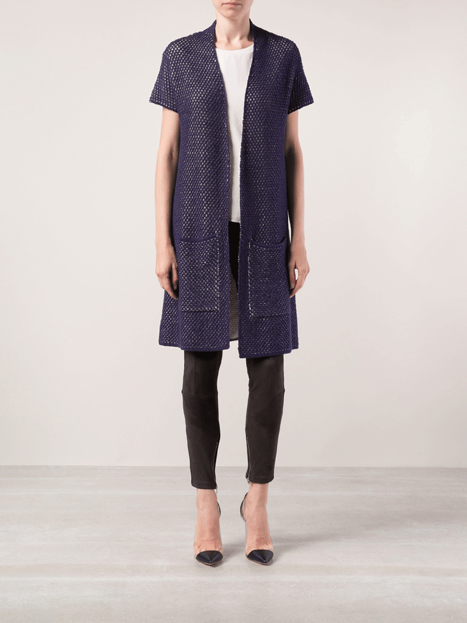 RENE LEZARD-Three-Quarter Length Duster Cardigan-