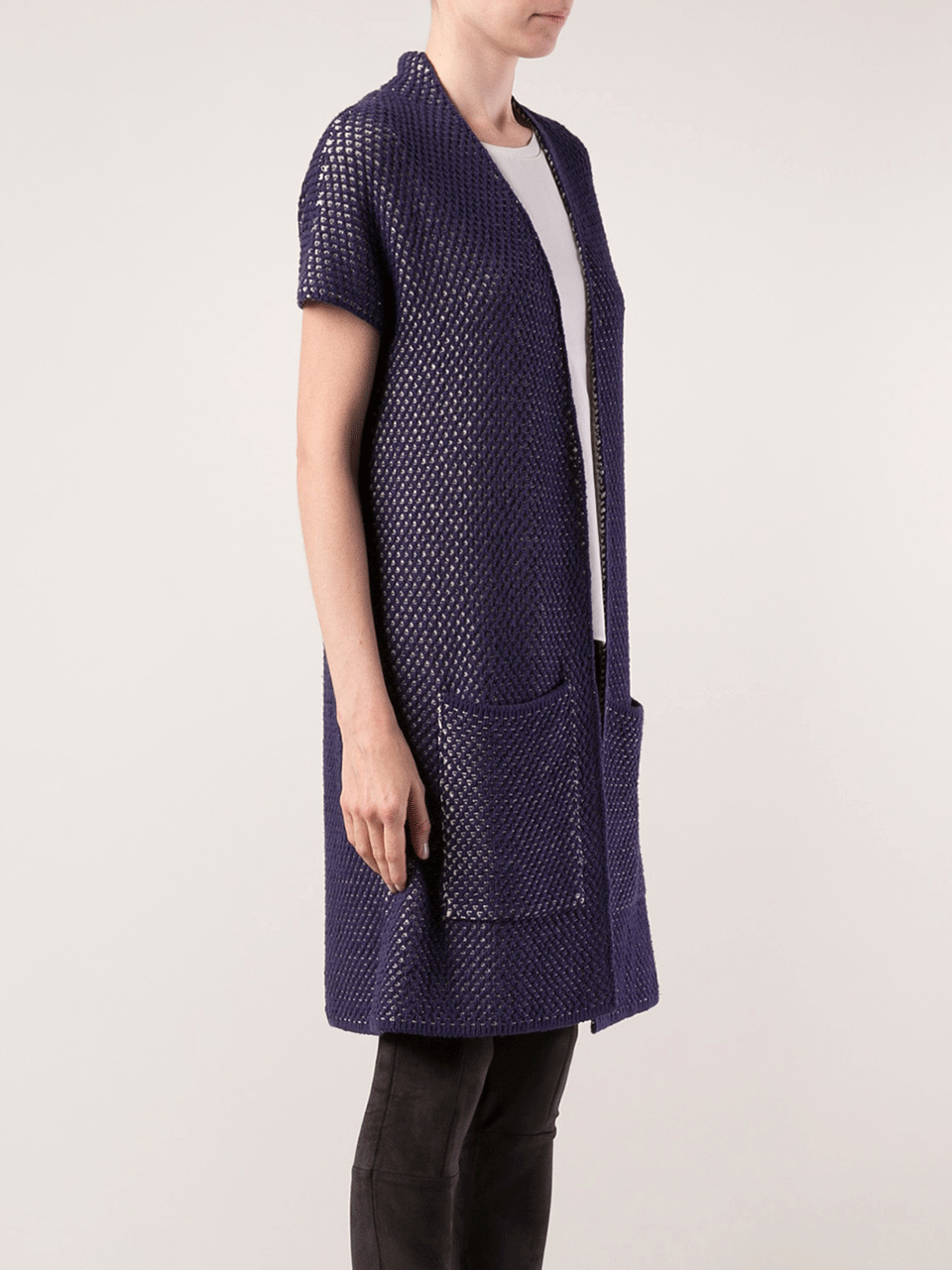 RENE LEZARD-Three-Quarter Length Duster Cardigan-