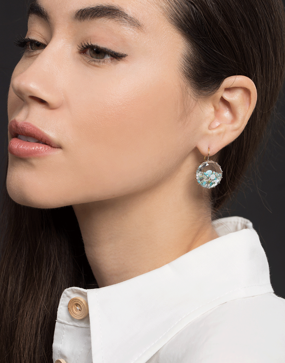 RENEE LEWIS-Opal, Aquamarine, Turquoise and Diamond Skake Earrings-WHITE GOLD