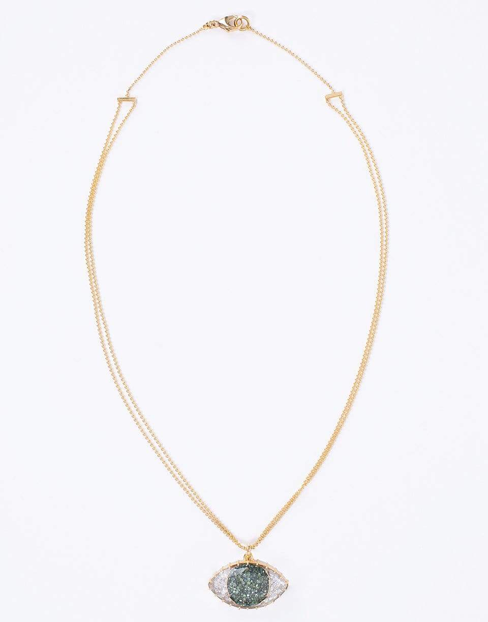 RENEE LEWIS-Green and White Diamond Third Eye Shake Necklace-YELLOW GOLD