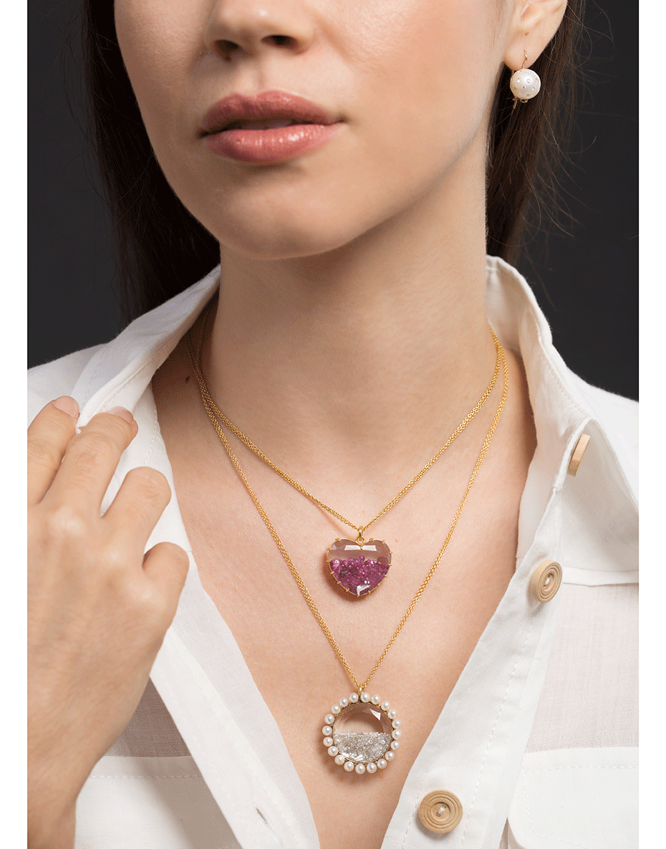 RENEE LEWIS-Pearl and Diamond Shake Necklace-YELLOW GOLD