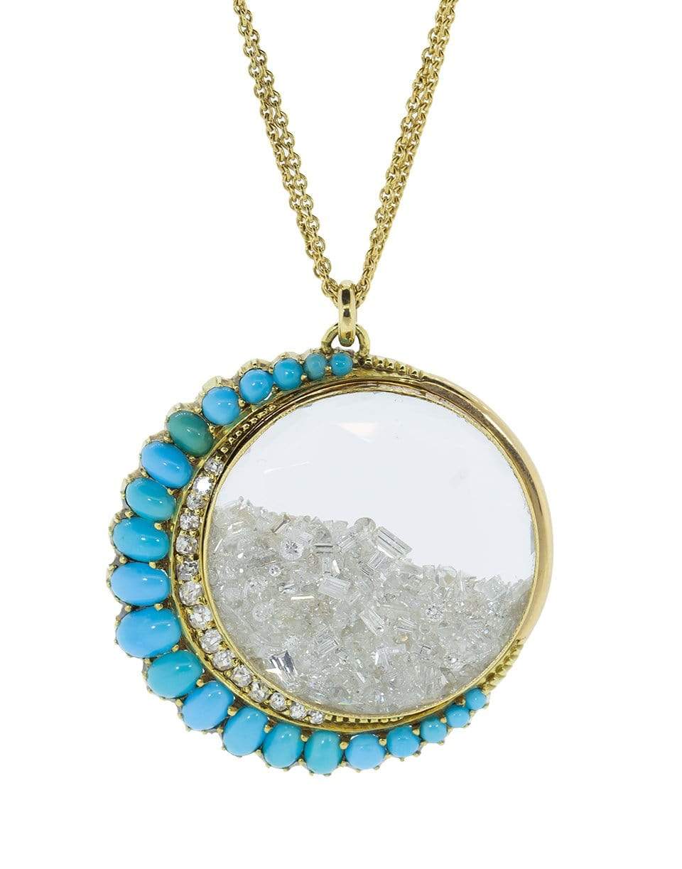 RENEE LEWIS-Persian Turquoise and Diamond Shake Necklace-YELLOW GOLD