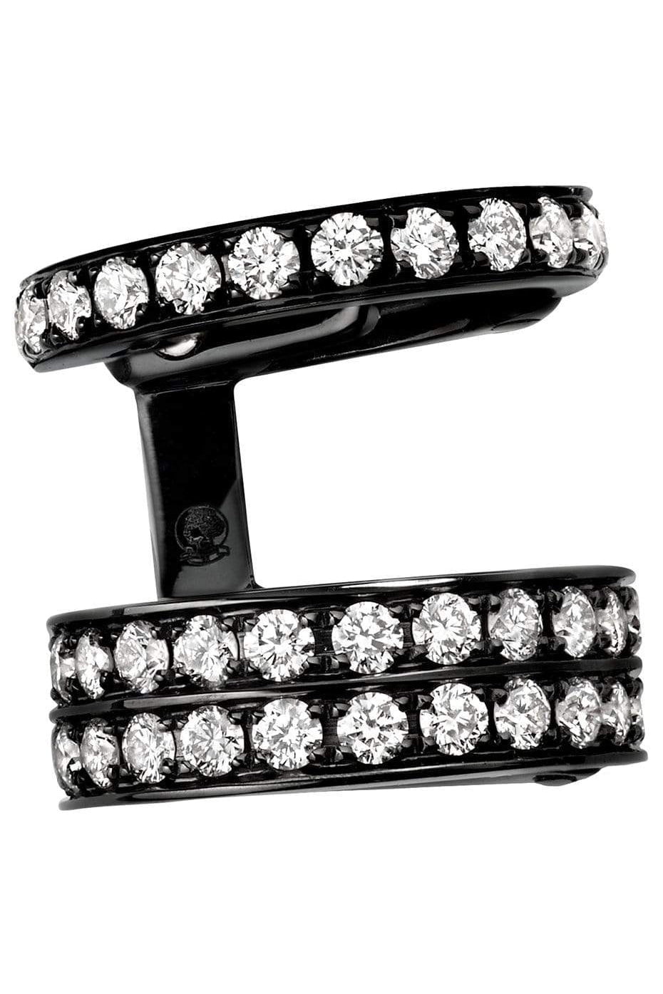 REPOSSI-Berbere Module 3 Pave Diamond Row Earcuff-BLACK GOLD