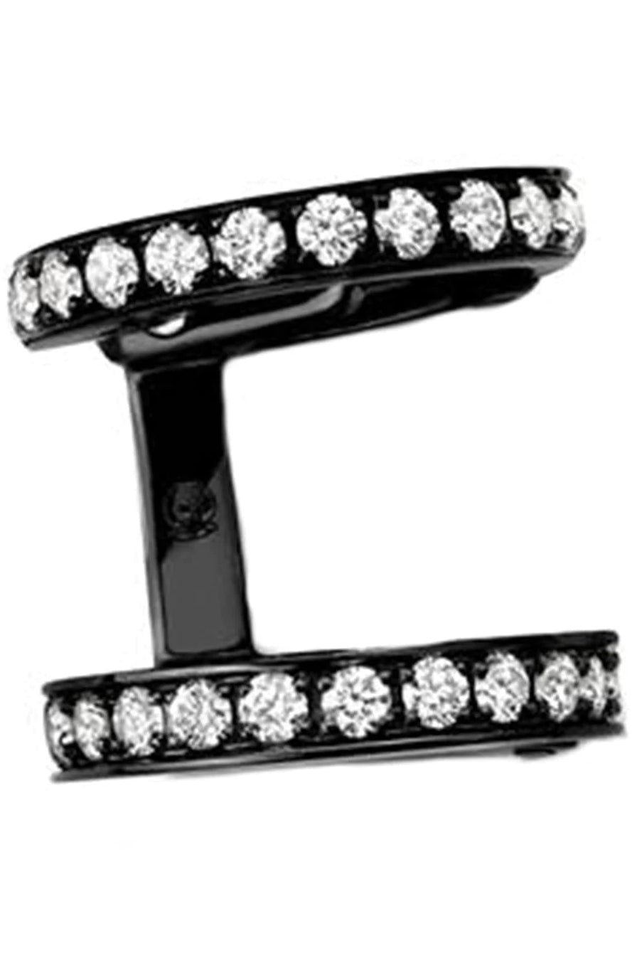 REPOSSI-Berbere Monotype 2 Row Pave Diamond Earcuff-BLACK GOLD