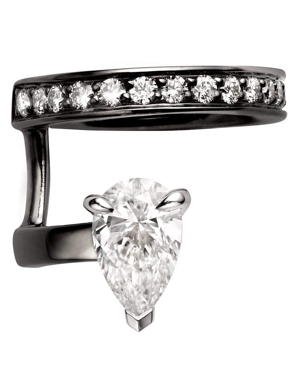 REPOSSI-Serti Sur Vide Pear Diamond Earcuff-BLACK GOLD
