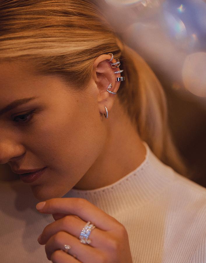 REPOSSI-Berbere Monotype Diamond Earcuff-WHITE GOLD