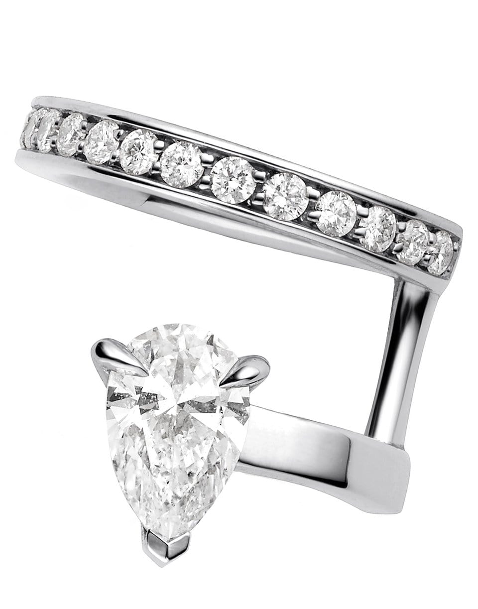 REPOSSI-Serti Sur Vide Pear Diamond Earcuff-WHITE GOLD